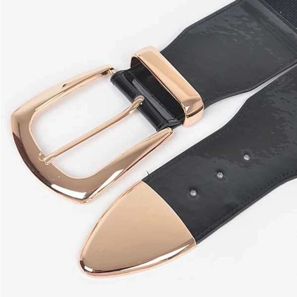 Plus Size Vegan Leather Elastic Adjustable Statement Belt